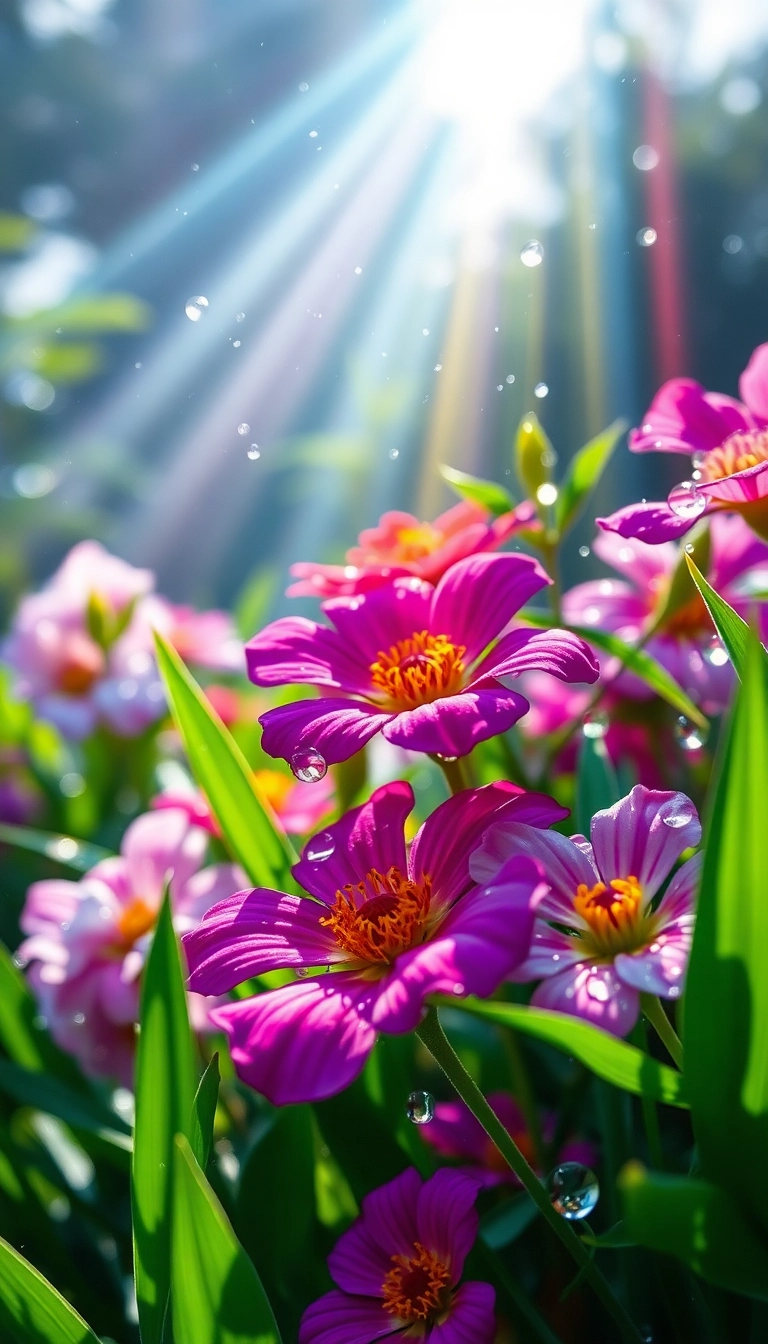 Free Spring Rain Garden iPhone Appealing Wallpaper